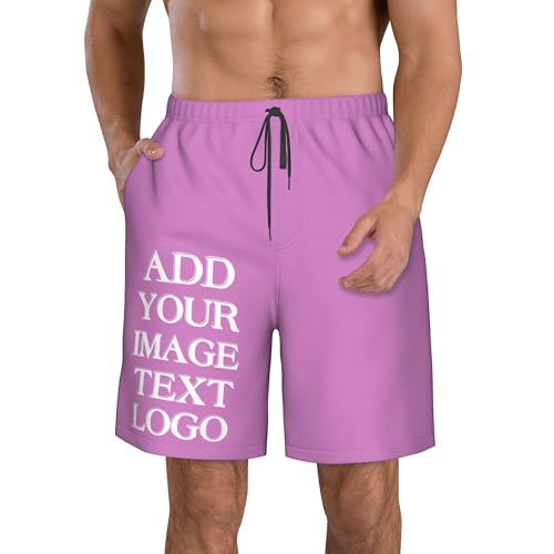 Custom Shorts Add Your Image, Text & Photo Custom Mens Swim Trunks Quick Dry Funny Beach Shorts for Men