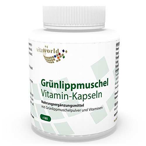 Vita World Moule aux orles verts 400mg + Vitamine 180 Capsules Levres Vertes Made in Germany