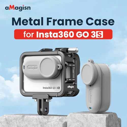 Image of Aluminum Frame Cage with Lens Silicone Case for Insta360 GO 3S /GO 3,Metal Protective Durable Housing Case with Cold Shoe Mount(Model Number4)