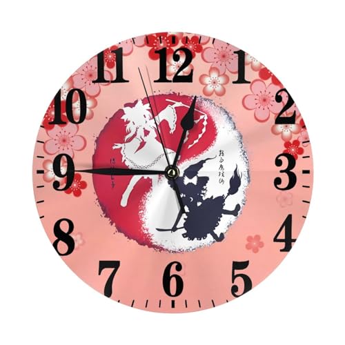 壁掛け時計 東方シリーズ 博麗霊夢 アニメ ゲーム 置き時計 大数字 見やすい 直径25cm 円形 音無し 連続秒針 飾り 壁掛け