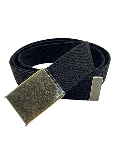 Canvas Belt Web Belt Military Belt Golf Belt with Antique Brass Flip-Top Buckle and Tip Waist size Up to 45" Long3