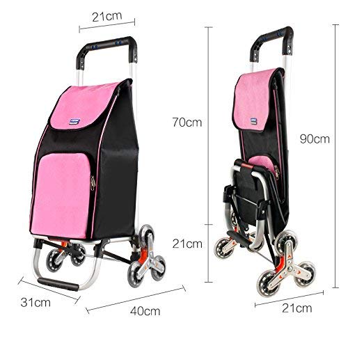 LDBDASA Leichte Klettern Treppen 6 Räder Einkaufen Trolley Haushalt Aluminiumlegierung Anhänger Faltbare Große Kapazität – Bild 3