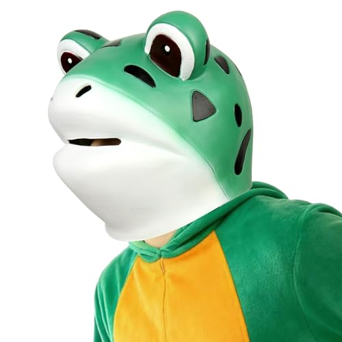HOTTERCOS Frog Head Mask Halloween Funny Animal Blow-Up Masks Costume Cosplay For Adult Couples