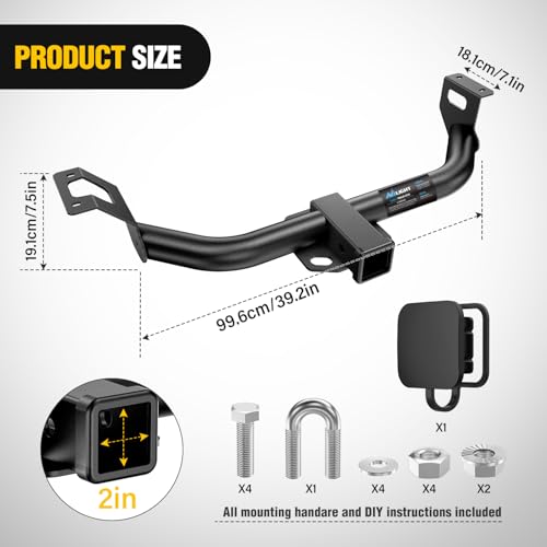 Image of Nilight Class 3 Trailer Hitch Fits Honda Honda CR-V 2012 2013 2014 2015 2016, 2 inch Hitch Receiver Multi-Fit Hitch to Receive Ball Mount Cargo Carrier Bike Rack Tow Hook