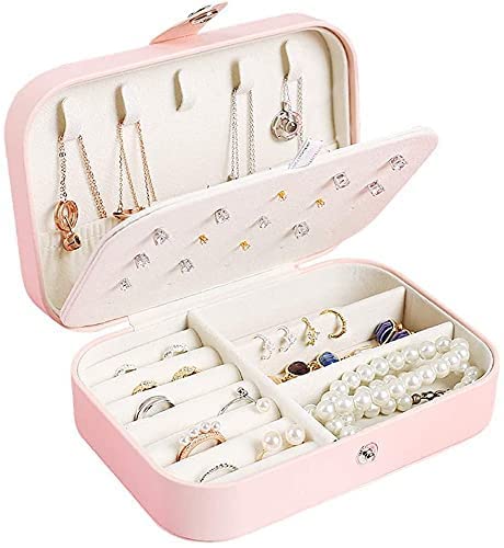 Image of KRISHYAM Clear Lid Velvet 24 Grid Jewelry Organizer Box - Stackable Tray Earring Display Showcase | Lockable Jewelry Organizer Gifts for Girls, Women (Travel Jewellery Box (Pink))