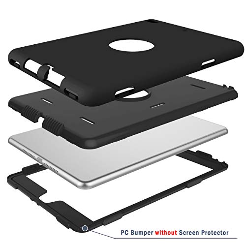 Hocase Ipad Mini 5 Case, (With Separate Stand) Heavy Duty Shockproof Soft Silicone Rubber+Hard Plastic Hybrid Protective Case For Ipad Mini 5Th Generation (7.9") 2019 - Black #TOP4