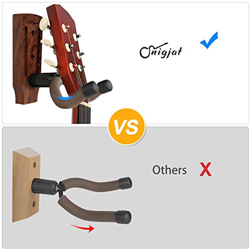 Guitar Wall Mount, Guitar Mount 2 Pack, Black Walnut Guitar Hanger with Screws, Guitar Hook Stand Accessories for Acoustic Electric Guitar Bass, Guitar Wall Hanger, Guitar Holder for Banjo