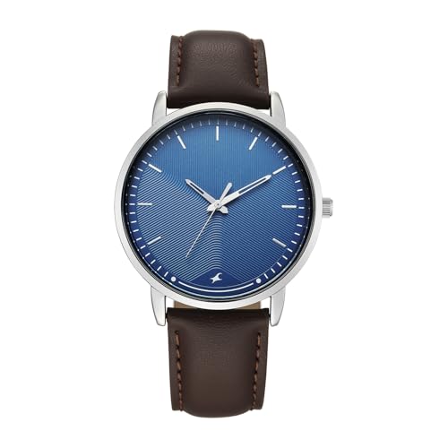 Fastrack Stunners X Quartz Analog with Blue Dial Brown Leather Strap Watch for Men - 38159SL02 - Image 2