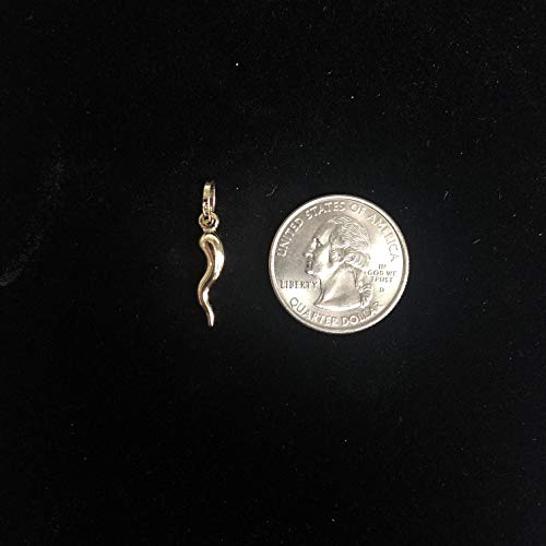 Ioka - 14K Yellow Gold Cornicello Italian Horn Charm Tiny Size Good Luck Pendant For Necklace or Chain3
