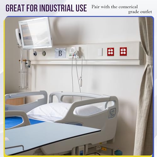 Image of ENERLITES Double Duplex Wall Plate with Emergency Label, Two Gang Electrical Outlet Cover, Mid-Size 2-Gang 4.88 inch x 4.92 inch, Unbreakable Polycarbonate Thermoplastic, UL Listed, 8822M-ER, Red