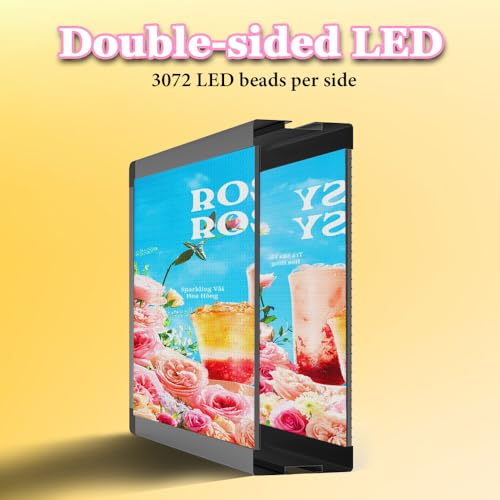 Image of P10 39 inchx14 inch Double-Sides LED Advertising Sign Outdoor Digital Billboard with High Brightness, WiFi Programmable for Stores, HD Image /Text Display, Weatherproof & Energy Efficient