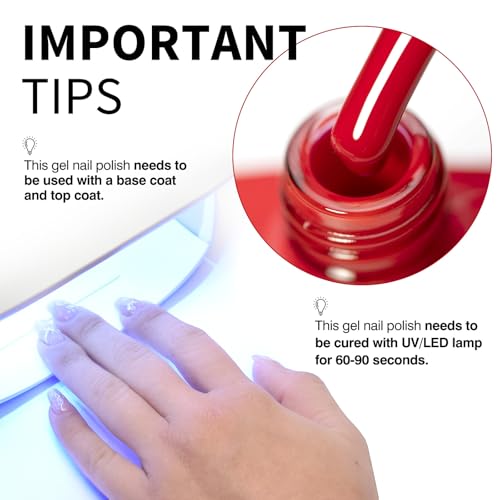 CANNI Gel Nail Polish Red Colors, 1Pcs Red Gel Polish High Gloss Soak Off UV Nail French Nail Manicure Salon DIY