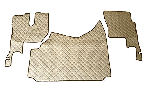 24/7Auto Set di 3 tappetini in ecopelle beige + coperchio motore per Renault Gama T 420 cambio manuale camion guida sinistra