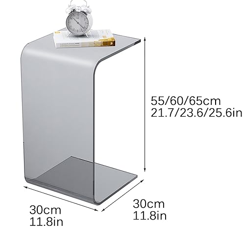 Mesa auxiliar C de acrílico transparente para sofá de 30x30x65 cm 2