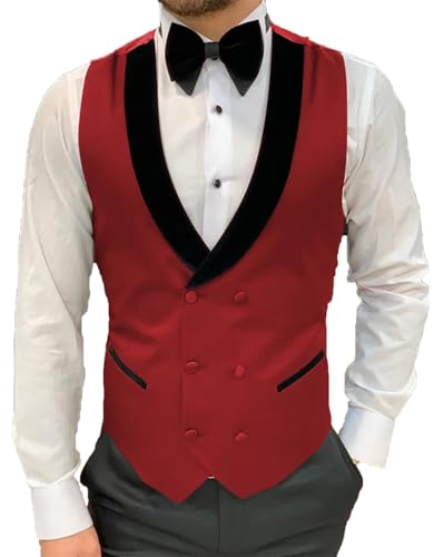 Men’S Double Breasted Shawl Lapel Dress Waistcoat Slim Fit Formal Vest For Wedding Party Dinner 5