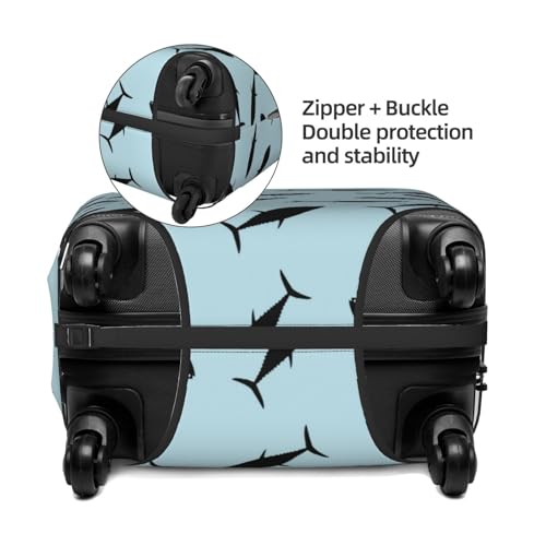 Black Tuna Fish Luggage Cover Protector Anti-Scratch Washable Fits 18-32 Inch Luggage-X-Large4