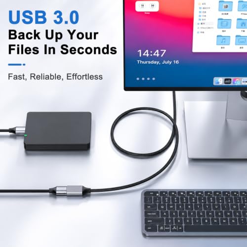 Image of Verilux USB C Male to USB Female Adapter Cable 10Gbps 3A Fast Charging