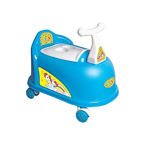 Image of Urbane Chic Scooty Shape Potty Training seat with Easy Grip Handles, Wheels, Non toxic Material Comfortable seat for 2+ years Kids -Blue