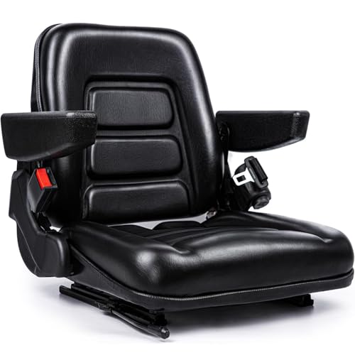 SEATIN Universal Forklift Seat Tractor Seat with Micro Switch Armrest and Safety Belt for Tractor Mower Skid Loader Telehandler Backhoe Excavator Dozer