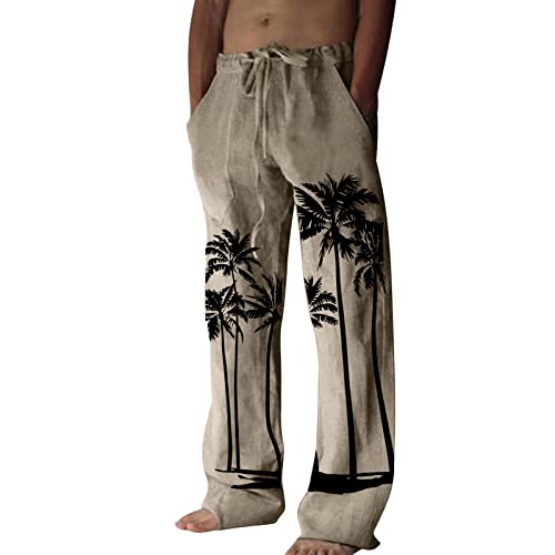 Herren Freizeithose Casual Sommerhose Strandhose,Graue Sweatpants,Leinenhose Orange,Jogginghose aus Seide,Pailletten Jogginghose,Jogginghose Grau, beige, XXL