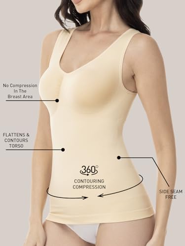Shapewear Tank Tops for Women-Tummy&Waist Control Compression Camisole Slimming Seamless V-Neck Body Shaper Vest3