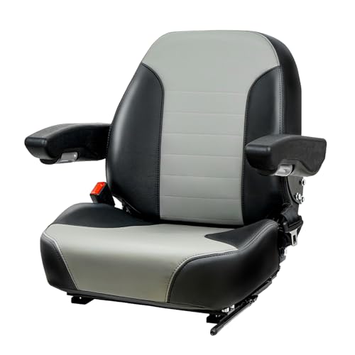 Dikseat Gray Zero Turn Mower Seat-Adjustable Backrest Comfort Lawn Mower Seat Fits Gravely Exmark Bad Boy Kubota Toro John Deere