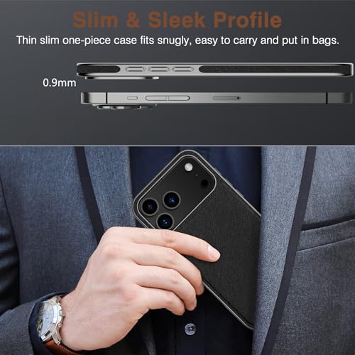 LOHASIC Compatible with MagSafe for iPhone 17 Pro Case, Classic Business Leather with Metal Trim Design, Rugged Grip Protective Magnetic Case for iPhone 17 Pro 6.3" 2025 - Black by LOHASIC - Image 5