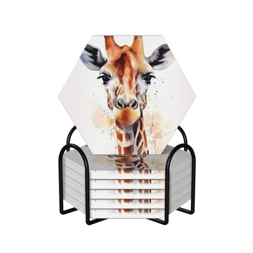 Dessous de verre en céramique lot de 6 avec support pour table basse - 2