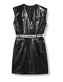 Pinko Damen Ardola Abito Similpelle Washed Kleid, Z99_Schwarz Limousine, 36