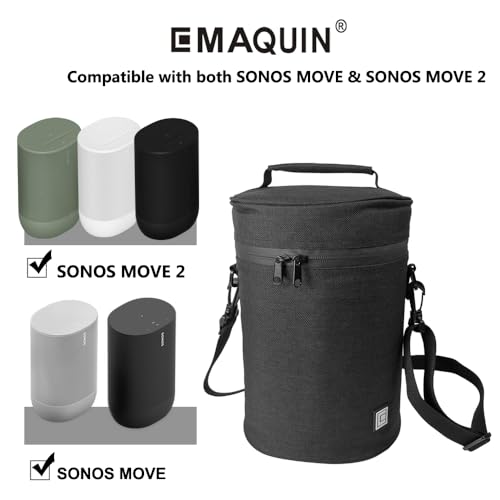 Image of Travel and Storage Case for Sonos Move /Sonos Move 2 - Compatible with Both Speakers and Charging Base - Black