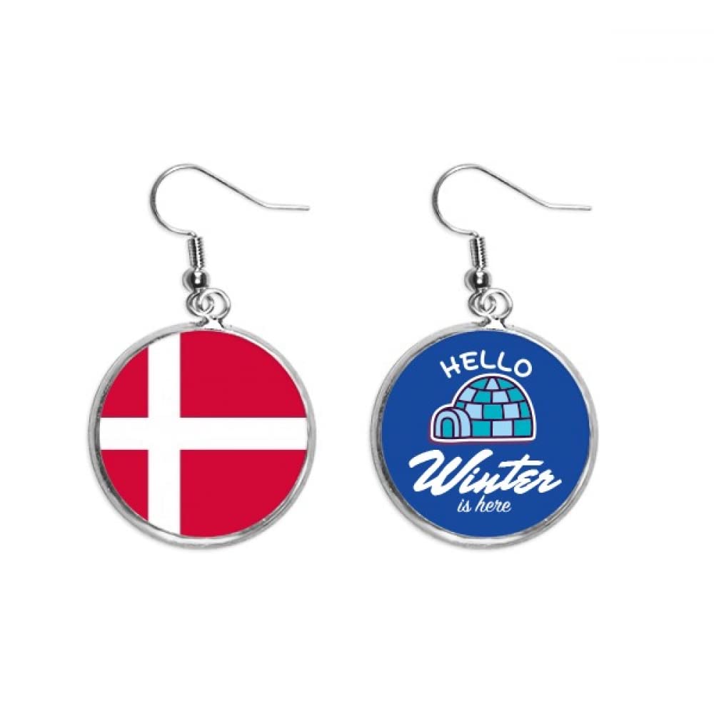 Pendientes de la bandera de Dinamarca tipo cuelgue joyería de gota país de Europa 5