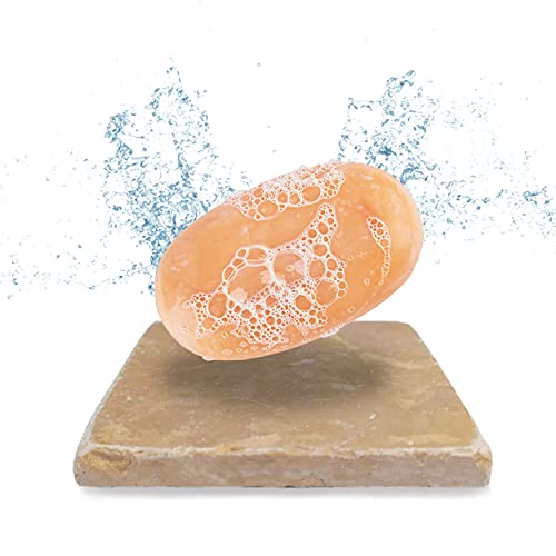 HomeHacker Moderne Travertin Seifenschale echter Naturstein - inkl. Antirutschfüßen - auch als Glas-Untersetzer oder für Deko, Pflanzen, Raclette - 10x 10 cm Cover