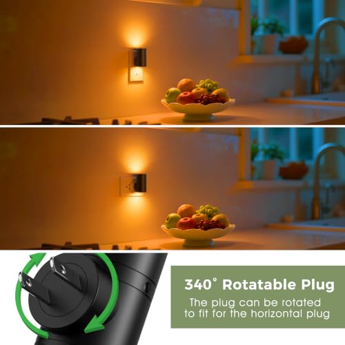 Image of L LOHAS LED Amber Night Light, Yellow Nightlight,Rotating,Dimmable 50 /100LM | Plug into Wall, Warm Circadian Nightlight,Light Sensor Nightlight Plug in, Adults Hallway Bedroom Bathroom[Black Shade,4Pack]