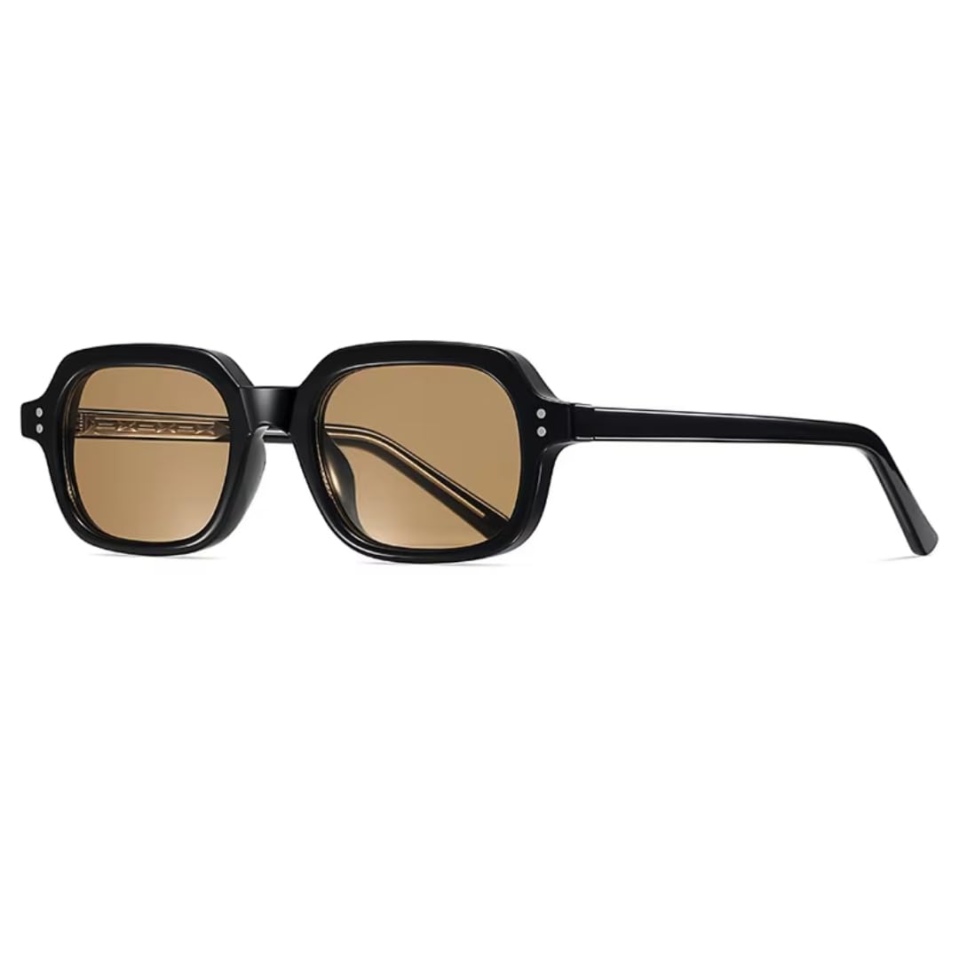 Gafas de sol de lujo para mujer, pequeñas, rectangulares, de metal, con remaches de moda, para hombre, con protección UV400.