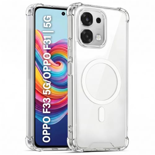 Image of TRUEUPGRADE Back Cover for Oppo F31 5G / Oppo F33 5G Non Mag-Safe Transparent PC + TPU Bumper Case with Magnetic Print Shockproof Protection (Transparent Mag-Safe)
