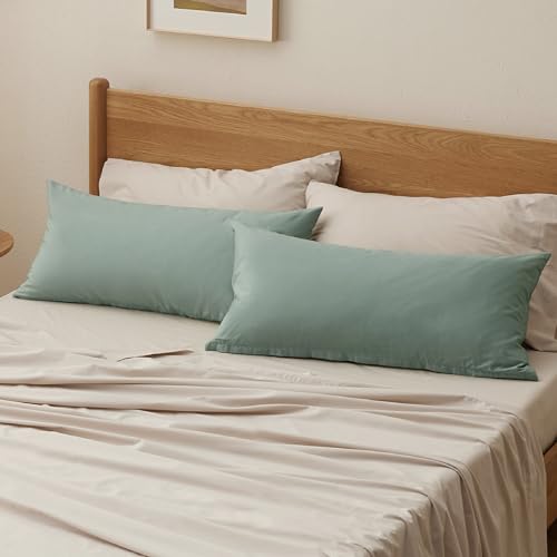 BEDSURE Kissenbezug 40x80 2er Set - 100% Baumwolle Kopfkissenbezug Grasgrün – Ansicht 9