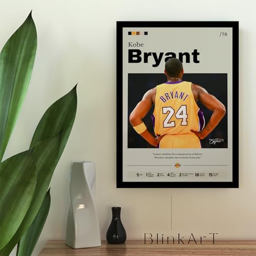 Image of BLINKART Kobe Bryant | Nba Basketball Player | Synthetic Wood Photo Framed Wall Hanging Poster For Room & Office Bedroom Living Boys And Girl Room Home Wall Hanging | 12x18 Inches