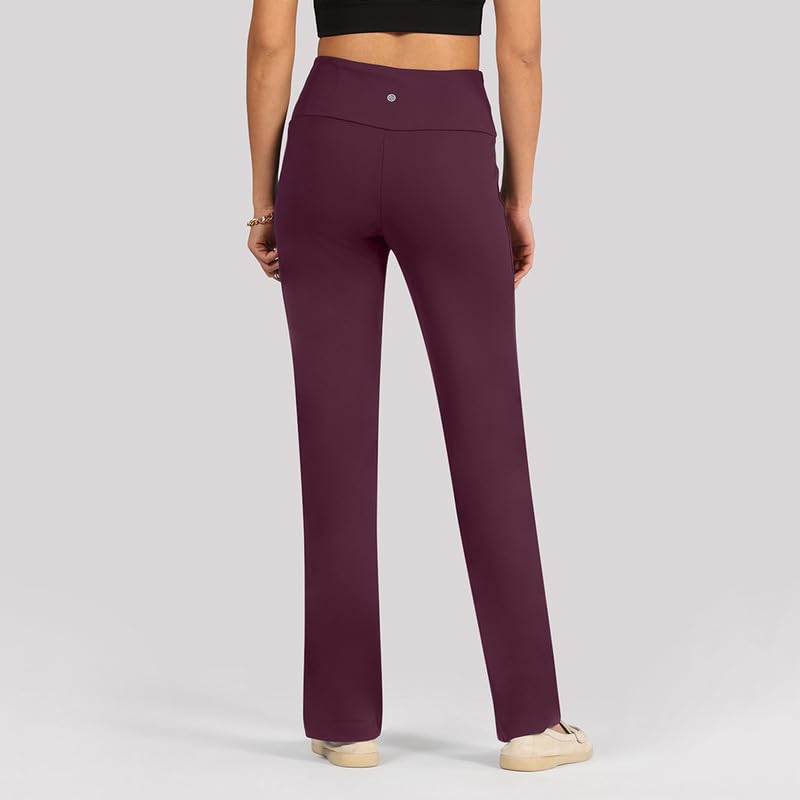 Image of BlissClub Ultimate Straight Pants Trousers for Women with High Waist, Formal Pant for Women Office Wear with Wide Waistband