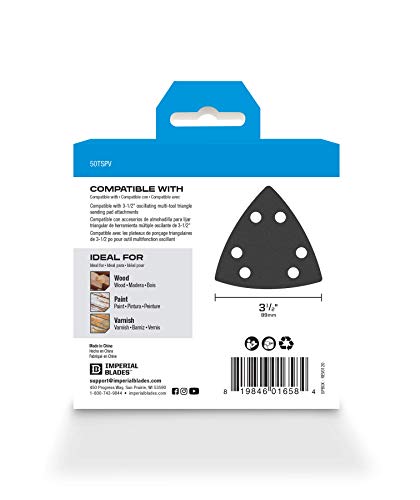 Imperial Blades 50Tspv One Fit Oscillating Triangle Sandpaper Variety Pack, 50Pc, Multi, One Size #TOP3