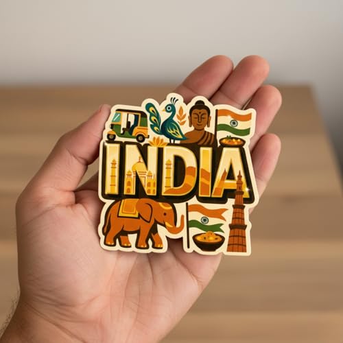 Image of Souvenir Fridge Magnet | 4x3 Inch Collectible Travel Decor | Strong & Durable Refrigerator Magnet with Iconic Landmarks for Travelers (India)