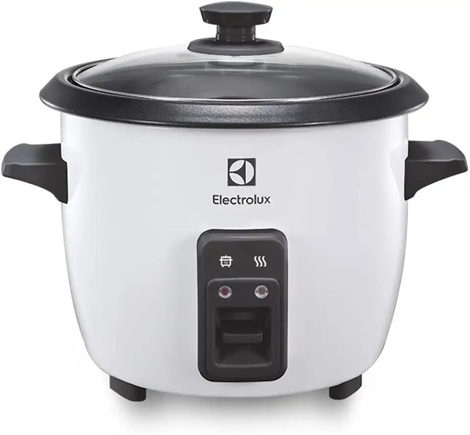 Electrolux RCB50 - Panela Elétrica vapor arroz, capacidade 1,3L, 7 xícaras manter aquecido, panela removível antiaderente, tampa vidro, 127v, por Rita Lobo, branca
