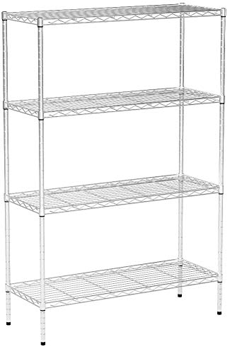 AmazonBasics 4-Shelf Adjustable, Heavy Duty Storage Shelving Unit (350 lbs loading capacity per shelf), Steel Organizer Wire Rack, Chrome (36L x 14W x 54H)