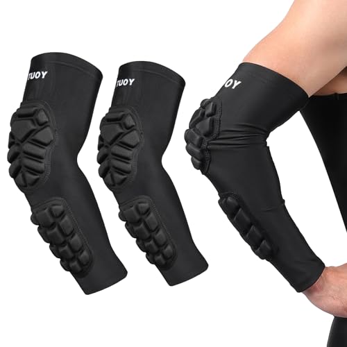 HAIYUE Padded Arm Sleeves Elbow Forearm Crashproof Pads Compression Protection Support for Football Volleyball Basketball 2 Pack