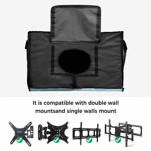Zefadutok Turquoise Paint Outdoor TV Cover Watercolor Abstract Aqua Grey Stripes Waterproof Weatherproof TV Screen Protector with Remote Control Pocket for 30 to 32 Inch Television Outside