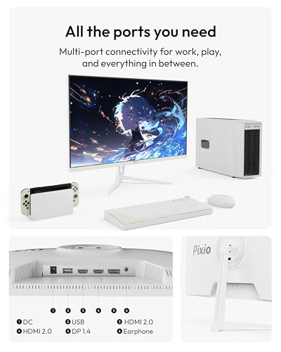 Image of Pixio PX279 Wave White 27 inch 240Hz 1080p Fast IPS Panel 1ms GTG Adaptive Sync Gaming Monitor with White HDMI 2.1 Cable Certified Ultra High Speed 10FT 8K 60Hz 4K 120Hz Nylon Braided