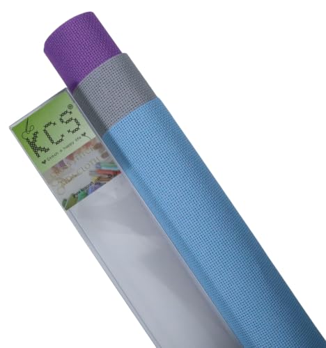 Image of KCS 3 pc of 15 inch x 18 inch(38cmx45cm) 18 Count Cross Stitch Cotton Aida Cloth Needlework Rolled Fabric Box,18CT,Light Grey+Light Blue+Lavender