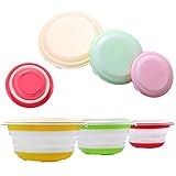 3 multifunktionale Größen: L: 1400ml, Durchmesser: 7,48 Zoll / 190 mm; M: 750 ml, Durchmesser: 6,3 Zoll / 160 mm, S: 400 ml, Durchmesser: 5,12 Zoll / 130 mm. Sie sind perfekt für Mittagessen, Snacks, Lagerung von Obst, Wasser, Reis, Essensreste oder für die praktische Zubereitung von Mahlzeiten