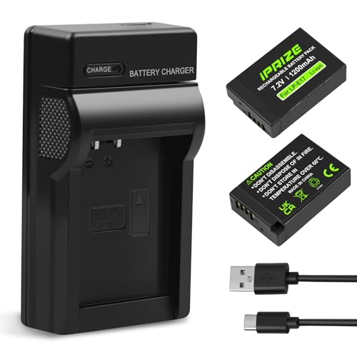 iPrize 2X LP E17 7.2V 1200mAh y Cargador para Canon EOS RP R8 R10 R50 R100, EOS M3 M5 M6 M6 Mark II, EOS 200D 250D 77D 750D 760D 800D 850D, Kiss X8i RP Cámaras
