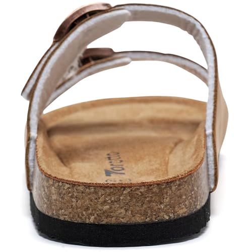 Image of Torotto Kids Sandals Boys Girls Slide Summer Non-slip Cork Glitter Toddler Slippers with Adjustable Straps for Indoor & Outdoor