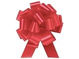Imperial Red Pull String Bows - 8 Inch Wide 20 Loops (2 and 1/2 Inch Ribbon) Set of 10 Large